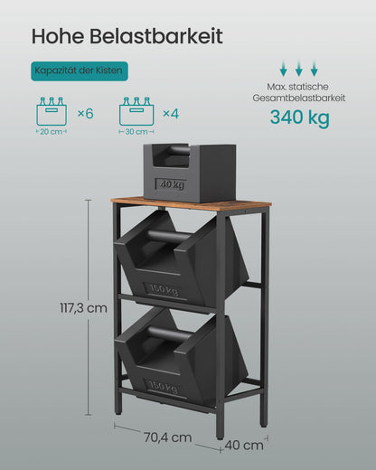 SONGMICS Getränkekistenregal BSC373K01, 2 Ebenen für 4 Kisten, Stahl