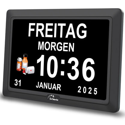 WallarGe Digitale Demenzuhr WSC701-B, 7-Zoll-Display, schwarz