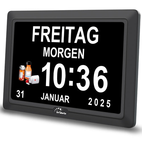 WallarGe Digitale Demenzuhr WSC701-B, 7-Zoll-Display, schwarz