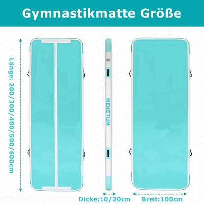 MEKETUM Air Track Turnmatte 3m, aufblasbare Gymnastikmatte, Grün