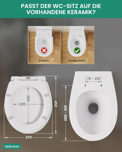Anycee WC-Sitz mit Absenkautomatik aus Duroplast, oval, weiss