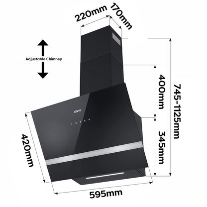 CIARRA CBCB6736H Kopffreie Schräghaube 60cm - Schwarz