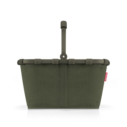 reisenthel carrybag cord dark matcha – Einkaufskorb, 22 l, mit Aluminiumrahmen und Reissverschluss-Innentasche
