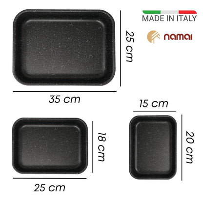 NAMAI Auflaufform Set 3-teilig, Aluminium, antihaftbeschichtet