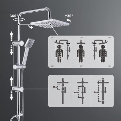 JOHO Edelstahl Regendusche Duschsystem 20x20cm ohne Armatur