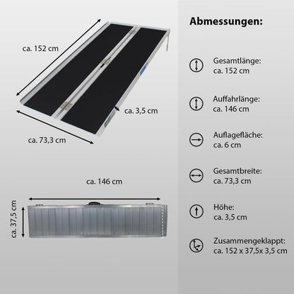 TRUTZHOLM Rollstuhlrampe klappbar Auffahrrampe 152 cm