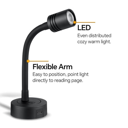 Obeaming 12V LED Leselampe Schwanenhals dimmbar für Wohnmobil, 2er Set