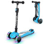YOLEO Kinderroller Dreiradscooter mit Leuchträdern, faltbar, blau – Dreirad-Design mit höhenverstellbarem Lenker
