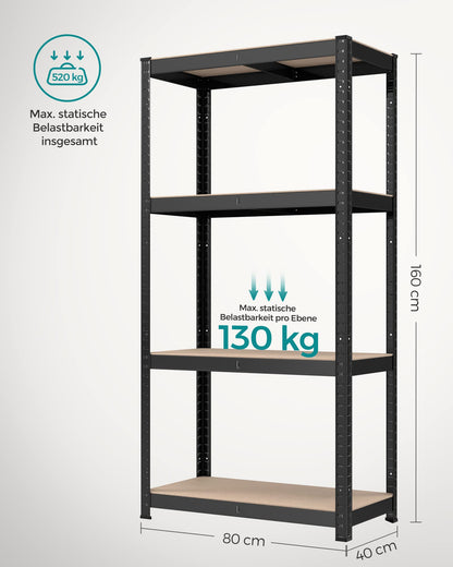 SONGMICS Schwerlastregal GLR044B02, 2er Set, Stahl, 160 cm, schwarz