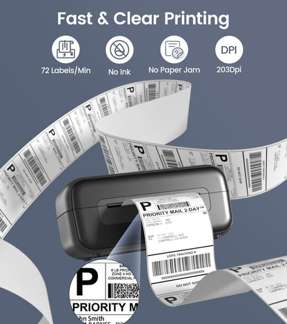 Phomemo Bluetooth Etikettendrucker 4x6 Versandetiketten – Schwarz