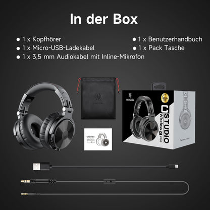 OneOdio Pro C Bluetooth-Kopfhörer Over-Ear mit Mikrofon, schwarz