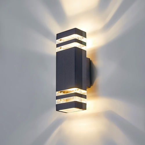 CELAVY LED Aussenwandleuchte GU10 Up Down, IP65, anthrazit – Aluminiumgehäuse mit Lichtaustritt oben und unten