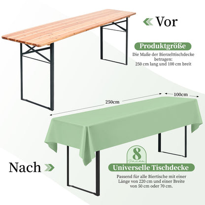 Biertischhussen Salbeigrün 8er-Set Universal für 50/70cm Biertische