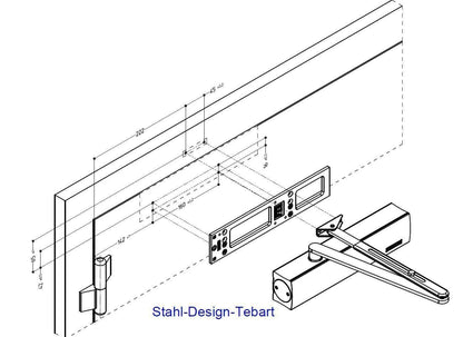 GEZE TS4000 Türschliesser - Silber, Gestänge und Montageplatte