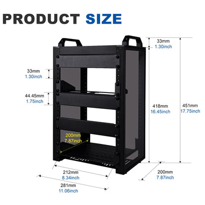 GeeekPi DeskPi RackMate T1 Netzwerkschrank 8U Schwarz