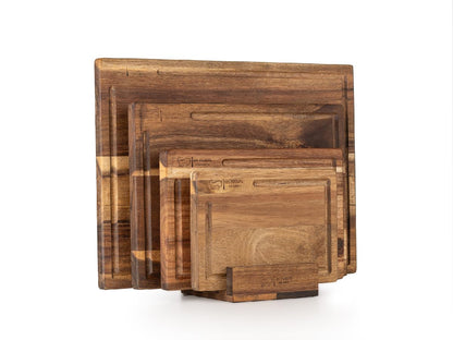 Les Plaisirs Du Chef Schneidebrett Set – 4-teilig Akazienholz. Rechteckige Bretter, Naturfarben, zum Schneiden & Servieren von Speisen.