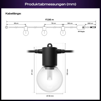 Philips Hue Festavia Globe LED-Aussenlichterkette, 14 m, 20 Lampen