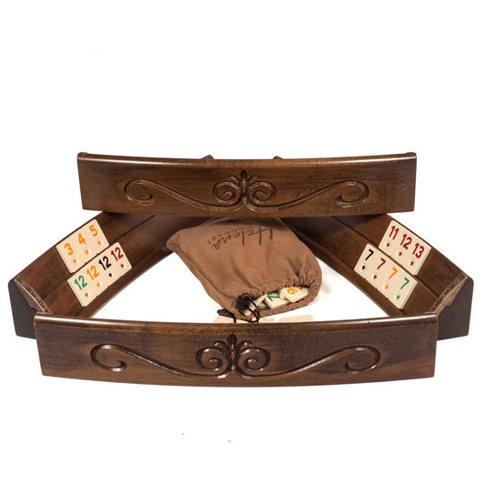 Helena Wood Art Okey Rummy Set Oval – Luxus Edition. Aus edlem Holz, mit Spielbänken und Steinen, für Okey und Rummy.