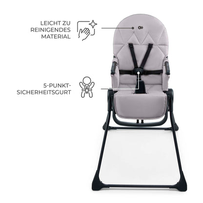 Kinderkraft BINCI Kinderhochstuhl, faltbar, mit Tablett, Grau