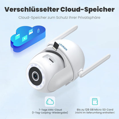 litokam Überwachungskamera Aussen WLAN 360° PTZ 4MP