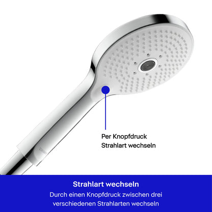 Duravit Duschsystem, Shower System mit 3 Strahlarten (Rain, Pulse, Mono), Kopfbrause im Winkel verstellbar, Duschset reinigungsfreundlich, Duschsystem mit Thermostat, Chrom/Weiß