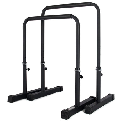 POWER GUIDANCE Dip Barren, einstellbar (76-98cm) - Schwarz. Schwarze Parallelbarren für Dips und weitere Körpergewichtsübungen.