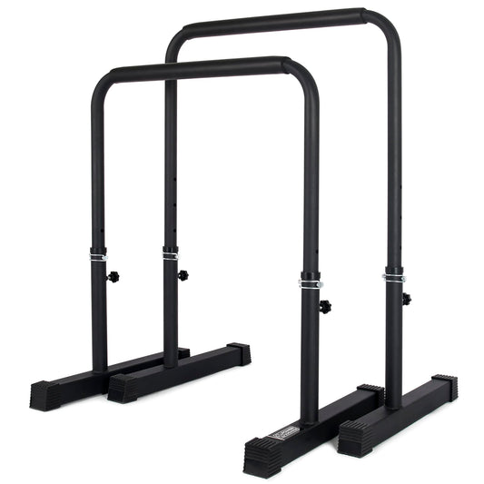 POWER GUIDANCE Dip Barren, einstellbar (76-98cm) - Schwarz. Schwarze Parallelbarren für Dips und weitere Körpergewichtsübungen.
