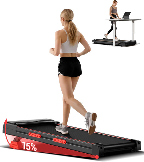 Walking Pad 10 km/h Laufband – Mit Steigung, für Schreibtisch. Flaches, dunkles Laufband für Gehen & Laufen am Stehschreibtisch.