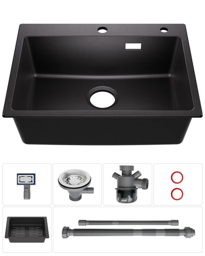 Sofetiy Granit Küchenspüle – Schwarz 60x45cm Einzelbecken
