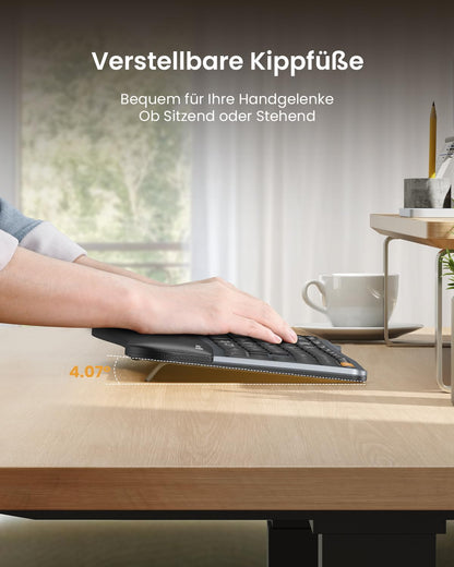 ProtoArc EK01 Plus Ergonomische Split Tastatur Kabellos Beleuchtet