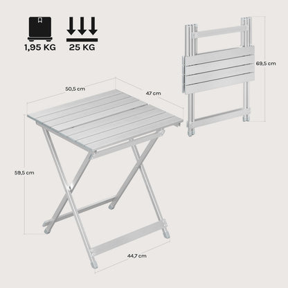 WOLTU Campingtisch klappbar, Aluminium Gartentisch, silber