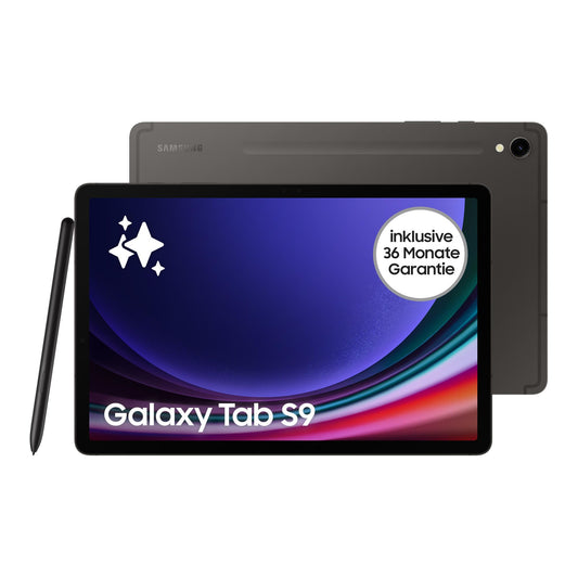 Samsung Galaxy Tab S9 Tablet Wi-Fi 128GB Graphit mit S Pen. Rechteckiges Gerät als mobiler Computer für Surfen, Arbeit, Notizen.