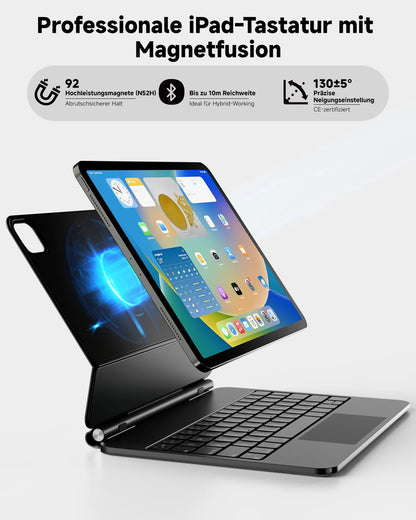 Nuflaz X7 Tastaturhülle - iPad Air 11" QWERTZ Schwarz Grau