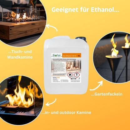 BioFair Bioethanol 100% Reiner Brennstoff für Kamin - 6 x 10 Liter