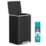 SONGMICS Mülleimer 50 L mit Softclose-Deckel, Stahl, tintenschwarz