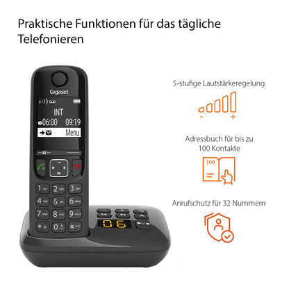 Gigaset AS690A Quattro Schnurlose DECT-Telefone mit AB – Schwarz