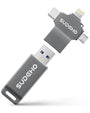 SUDEHO USB Stick 128 GB, 4-in-1 Speicherstick für iPhone, Schwarz aus Zinklegierung mit Schlüsselring-Loch