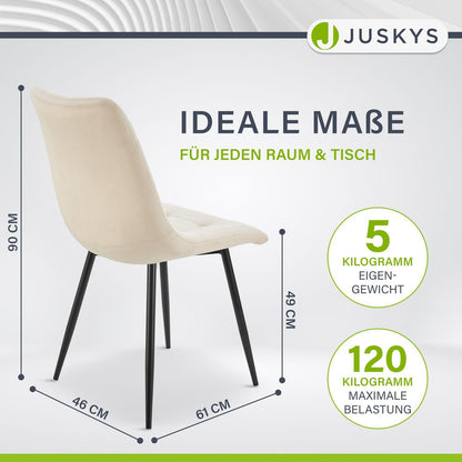 Juskys Blanca Esszimmerstühle Samt Polsterstuhl 4er Set Beige