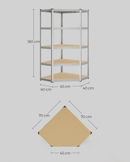SONGMICS Eckregal 5 Ebenen, Schwerlastregal aus Metall, 875 kg