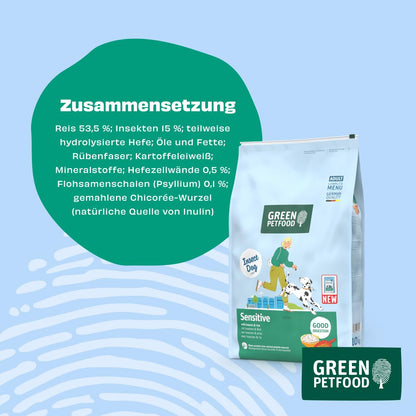 Green Petfood InsectDog Sensitive Trockenfutter Insekten & Reis 10 kg