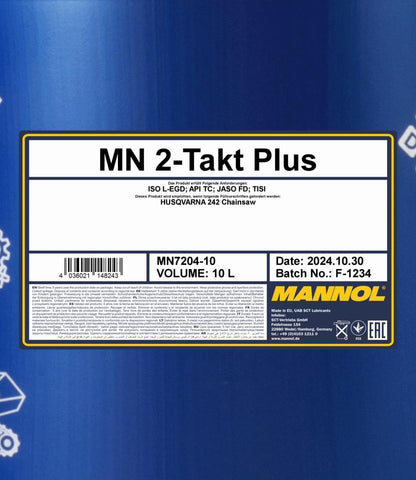 MANNOL 7204 2-Takt Plus Motoröl, synthetisch, 10 Liter