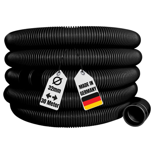 AquaOne Pool- & Solarschlauch 32mm 30 Meter - Schwarz. Gerippter Schlauch zum Wassertransport in Pool- & Solarsystemen.