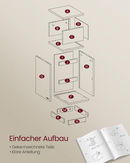 VASAGLE Nachttisch 2er Set, 2 Schubladen, Naturbeige-Weiss LET856N01