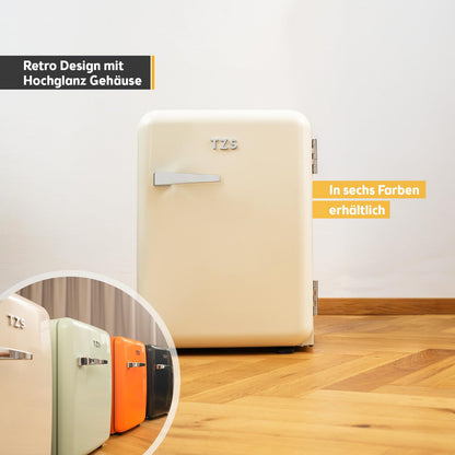 TZS First Austria Retro Mini-Kühlschrank 40 L lautlos cremefarben