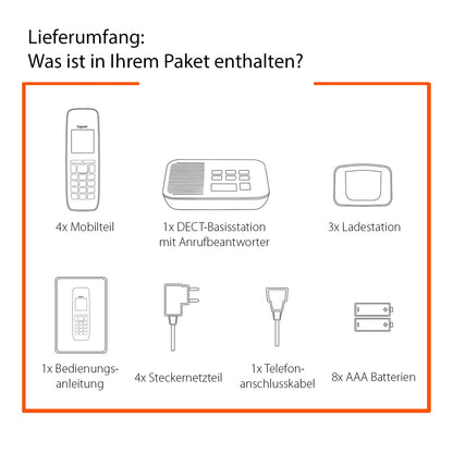 Gigaset AS690A Quattro Schnurlose DECT-Telefone mit AB – Schwarz