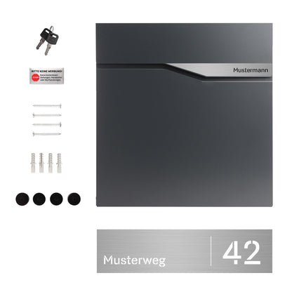 Forgard TRELLEBORG Briefkasten - personalisiert anthrazit Zeitungsfach