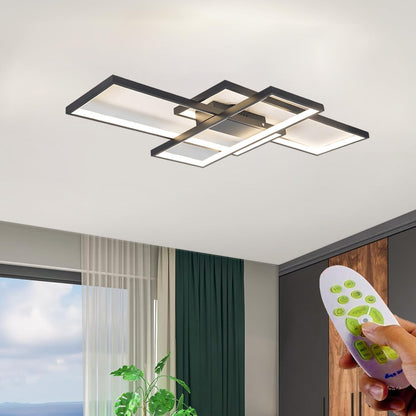 ANZHUANG LED Deckenleuchte Rechteckig Dimmbar Schwarz 80x45cm