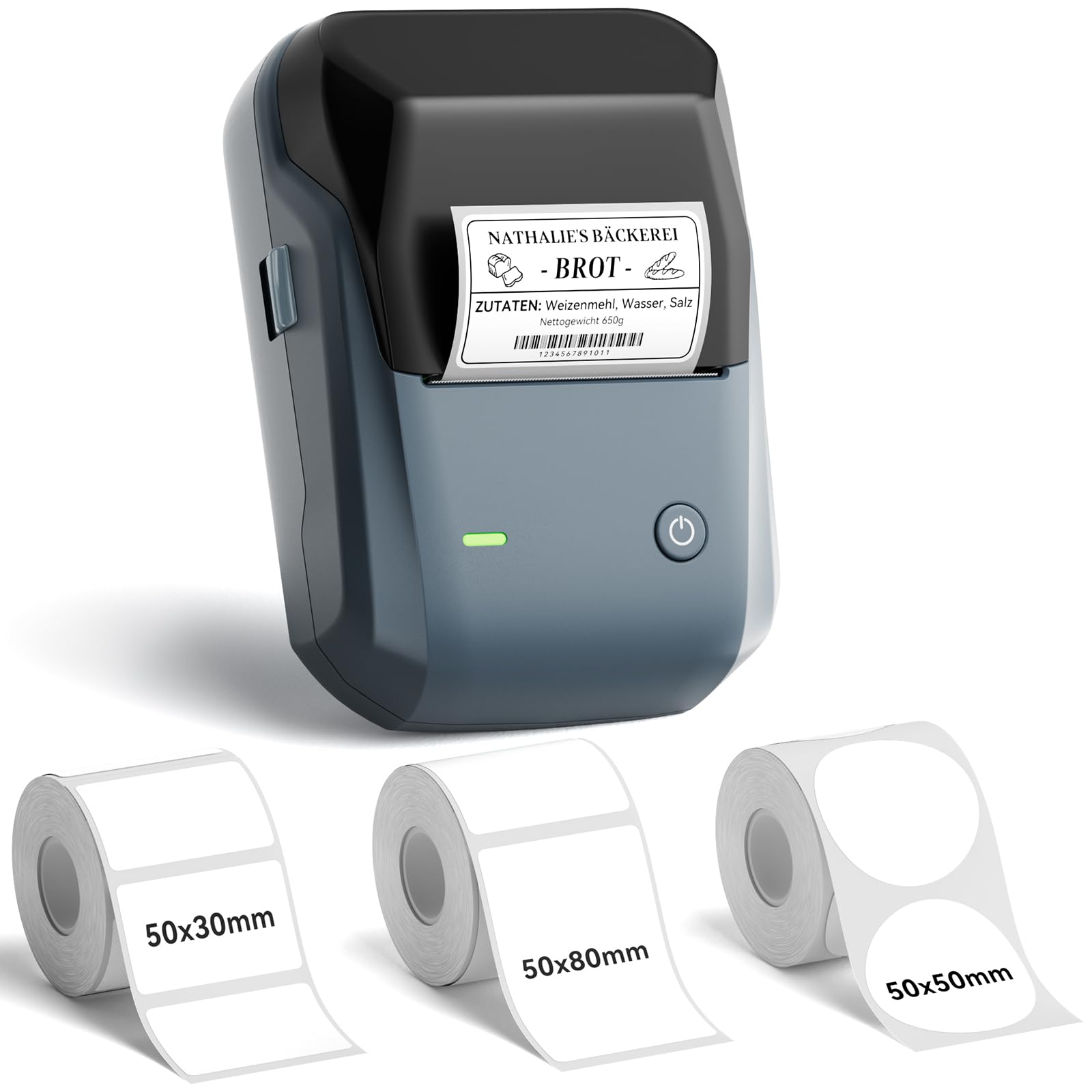 NIIMBOT B1 Bluetooth Etikettendrucker Set mit 3 Etikettenrollen, blau