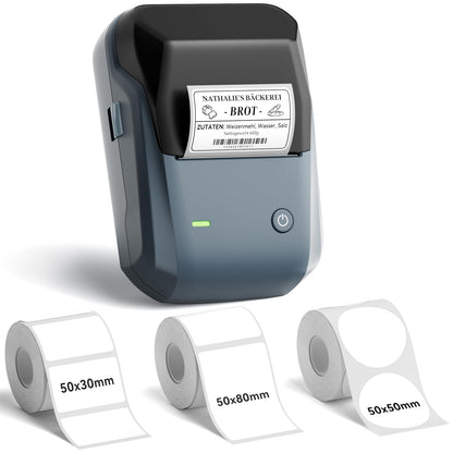 NIIMBOT B1 Bluetooth Etikettendrucker Set mit 3 Etikettenrollen, blau