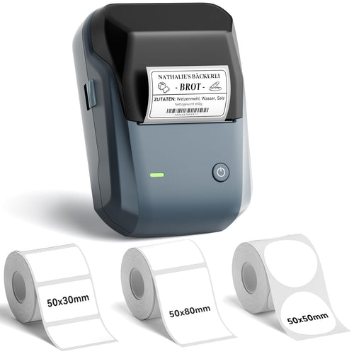 NIIMBOT B1 Bluetooth Etikettendrucker Set mit 3 Etikettenrollen, blau